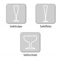 Sektglas Bild als Piktogramm: Sektgläser mit Sekttulpe, Sektflöte und Sektschale