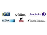 Logos von GBI, Adina, Premier Inn, Apcoa Parking, Block House und Foremost Hospitality