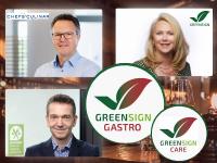 Partnerprojekt GreenSign Gastro mit Klaus Ommer (Chefs Culinar), Suzann Heinemann (GreenSign) und Matthias Tritsch (Greentable). / Bildquelle: GreenSign Institut GmbH