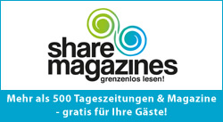 Über 180 Tageszeitungen & Magazin - gratis für Ihre Gäste von share magazines!